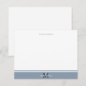 Stusty Blue Minimalist Stripe line met Monogram Notitiekaartje (Voorkant / Achterkant)