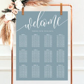 Stusty Blue Minimalist Wedding Seating Chart Poster