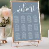 Stusty Blue Minimalist Wedding Seating Chart Poster
