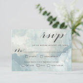 Stusty Blue Modern Abstracte RSVP met bomen Kaartje (Staand voorkant)