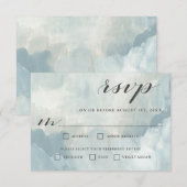 Stusty Blue Modern Abstracte RSVP met bomen Kaartje (Voorkant / Achterkant)