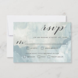 Stusty Blue Modern Abstracte RSVP met bomen Kaartje