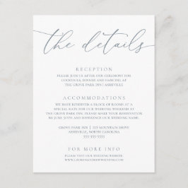 Stusty Blue Modern minimalist Weddenschap-auto Informatiekaartje