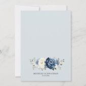 Stusty Blue Navy Champagne Ivory Floral Wedding in Kaart (Achterkant)