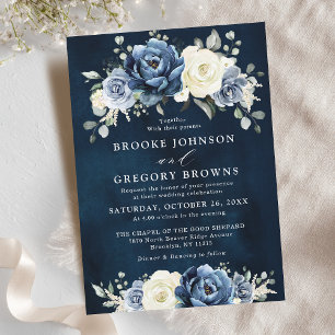Stusty Blue Navy Champagne Ivory Floral Wedding in Kaart