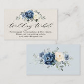 Stusty Blue Navy Champagne Ivory Wedding Website e Informatiekaartje (Voorkant / Achterkant)