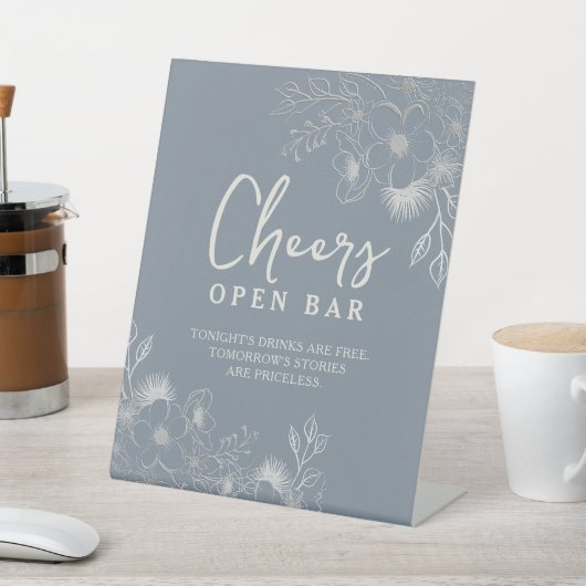 Stusty Blue Open Bar Pedestal Sign Reclamebord Met Voetstuk (Insitu)