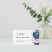 Stusty Blue Paars Lila Blooms Weddenschap Registry Informatiekaartje (Staand voorkant)