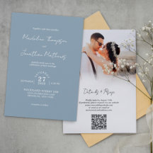 Stusty Blue Photo Budget Weddenschap QR Code Rsvp