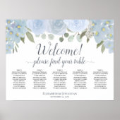 Stusty Blue Rozen 5 Table Wedding Seating Chart Poster (Voorkant)