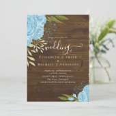 Stusty Blue Rozen Rustic Wood Weddenschap Budget (Staand voorkant)