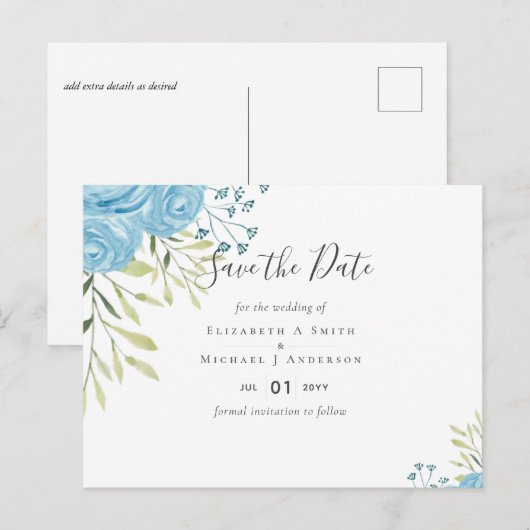 Stusty Blue Rozen Weddenschap Budget Briefkaart (Voorkant / Achterkant)