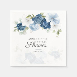 Stusty Blue Script Floral Vrijgezellenfeest Paper Servet