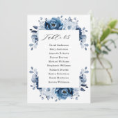 Stusty Blue Slate Navy Floral Seating Chart Kaart (Staand voorkant)
