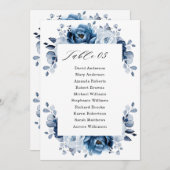 Stusty Blue Slate Navy Floral Seating Chart Kaart (Voorkant / Achterkant)