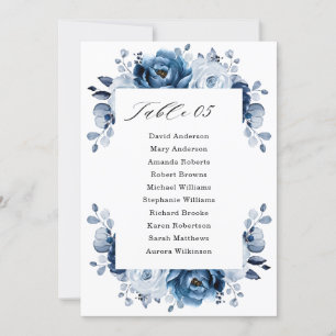 Stusty Blue Slate Navy Floral Seating Chart Kaart
