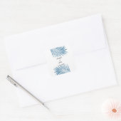 Stusty Blue Tropical Palm Tree Leaves Weddennames Vierkante Sticker (Envelop)