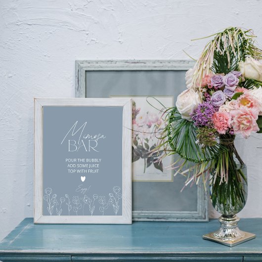 Stusty Blue Vrijgezellenfeest Mimosa Bar Sign Reclamebord Met Voetstuk