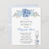 Stusty Blue Waterverf Brunch & Bubble Invites Kaart (Voorkant / Achterkant)