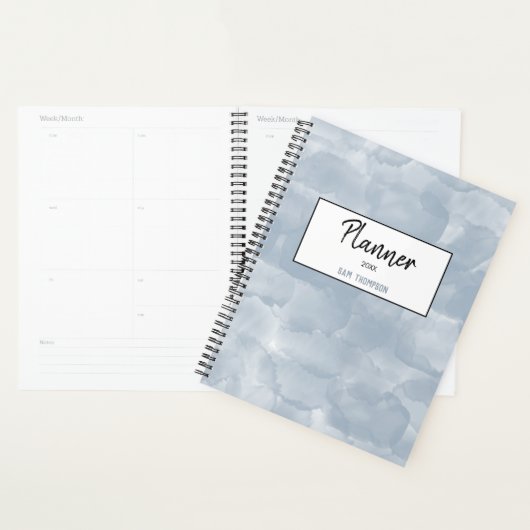 Stusty Blue Waterverf Bruske Strokes Planner (Display)