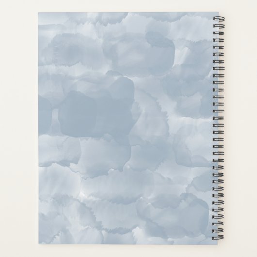 Stusty Blue Waterverf Bruske Strokes Planner (Achterkant)