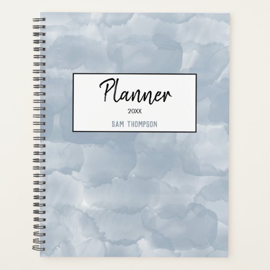 Stusty Blue Waterverf Bruske Strokes Planner (Voorkant)