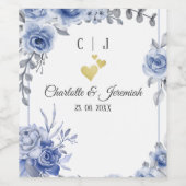 Stusty Blue Waterverf Eucalyptus Floral Wedding Wijn Etiket (Enkel label)