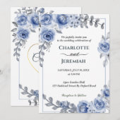 Stusty Blue Waterverf Eucalyptus Wreath Weddenscha Kaart (Voorkant / Achterkant)