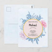 Stusty Blue Waterverf Family Reunion Save the Date Briefkaart (Voorkant / Achterkant)