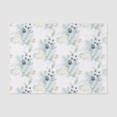 Stusty Blue Waterverf Floral-weefselpapier Tissuepapier (Voorkant)