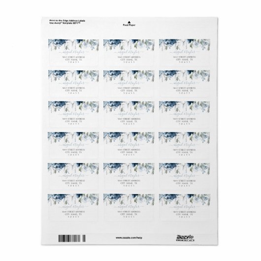 Stusty Blue Waterverf Weddenschap Label (Full Sheet)