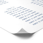 Stusty Blue Waterverf Wedding Seating Chart Poster (Hoek)