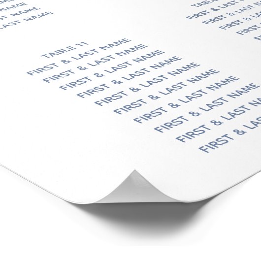 Stusty Blue Waterverf Wedding Seating Chart Poster (Hoek)