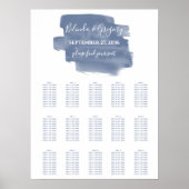 Stusty Blue Waterverf Wedding Seating Chart Poster (Voorkant)