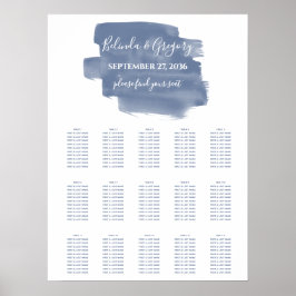 Stusty Blue Waterverf Wedding Seating Chart Poster