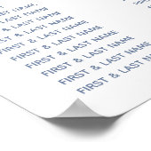 Stusty Blue Waterverf Wedding Seating Chart Poster (Hoek)