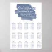 Stusty Blue Waterverf Wedding Seating Chart Poster (Voorkant)