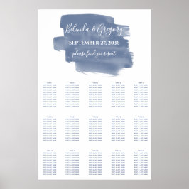 Stusty Blue Waterverf Wedding Seating Chart Poster