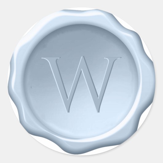 Stusty Blue Wax Seal met monogram ingegraveerd Ini Ronde Sticker (Voorkant)