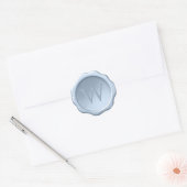 Stusty Blue Wax Seal met monogram ingegraveerd Ini Ronde Sticker (Envelop)