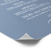 Stusty Blue Wedding Drinken Bar Menu Sign Poster (Hoek)