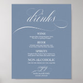 Stusty Blue Wedding Drinken Bar Menu Sign Poster (Voorkant)