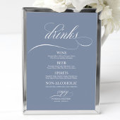 Stusty Blue Wedding Drinken Bar Menu Sign Poster