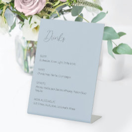 Stusty Blue Wedding Drinken Menu Pedestal Sign Reclamebord Met Voetstuk