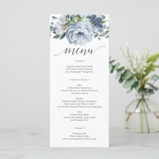 Stusty Blue Wedding Menu (Stamblauw-weddenschap) (Staand voorkant)