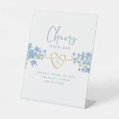 Stusty Blue Wedding Open Bar Reclamebord Met Voetstuk (Voorkant)