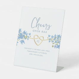 Stusty Blue Wedding Open Bar Reclamebord Met Voetstuk