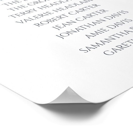 Stusty Blue Wedding Seating Chart Poster (Hoek)