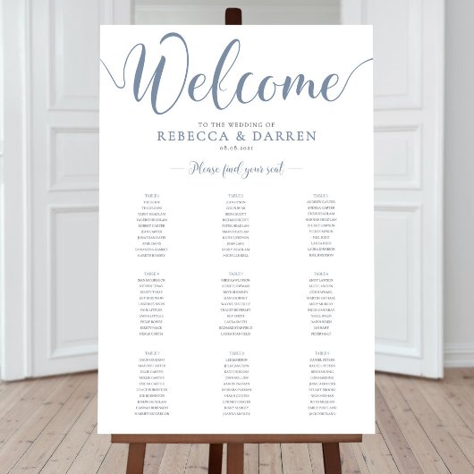 Stusty Blue Wedding Seating Chart Poster