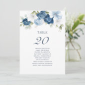 Stusty Blue Wedding Table Number 20 Zitplaats Plan Kaart (Staand voorkant)
